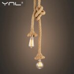 Hemp Rope Pendant Lights Vintage Retro Hanging Lamp E27 AC 85-265V Industrial Decor Home Restaurant Pendant Lamp Edison Hanglamp