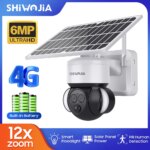 SHIWOJIA 3K 6MP Dual Lens Solar Camera 12X Optical Zoom 4G/WIFI Security Outdoor Camera Humanoid Tracking Alarm Night Vision