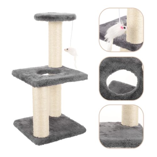 Cat Tree Towers Climbing Frame Trees One-piece & Wear-resistant Scratching Pole Light Grey Comfortable Kitten Scratcher Pet