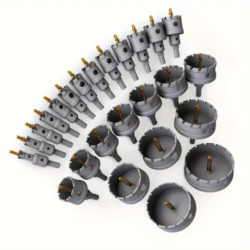 Premium Tungsten Carbide Tipped Hole Saw Drill Bit Set With 3 Titanium-Plated Pilot Bits – Heavy Duty Cutter For  Iron, Wood etc