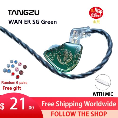 Tangzu WAN ER SG Jade Green 10mm Dynamic Driver In-ear Earphone IEM MIC Metal Composite Diaphragm N52 Magnet Beat-selling